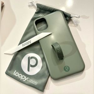 LOOPY CASE!!! Color sage!! iPhone 11 or iPhone XR.. TWO loops and travel bag !